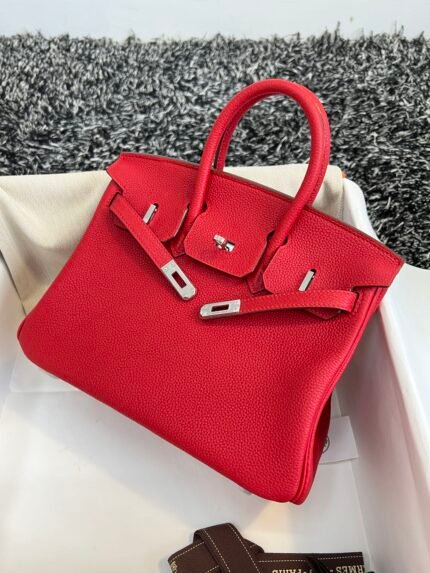 hm birkin 25cm red togo leather silver hardware
