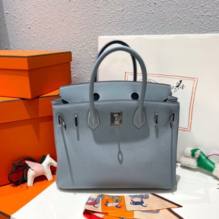 hm birkin 30cm cloud blue togo leather silver hardware