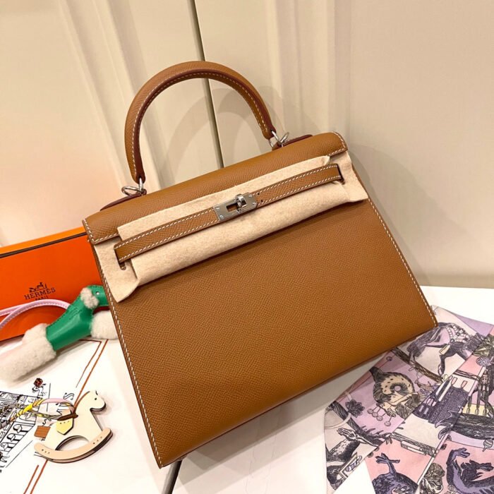 HM KELLY 25CM GOLD EPSOM LEATHER SILVER HARDWARE - 图片 3