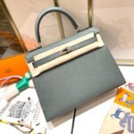 hm kelly 25cm gris mouette epsom leather silver hardware