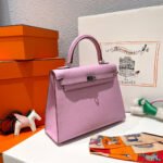 hm kelly 25cm pink epsom leather silver hardware