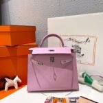 hm kelly 25cm pink epsom leather silver hardware