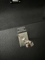 hm kelly 25cm black epsom silver hardware