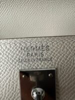 hm kelly 25cm white epsom silver hardware