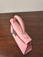 hm kelly mini 20 pink chevre silver hardware