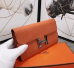hm clutch constance 20.5 orange calfskin silver hardware