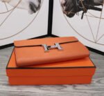 hm clutch constance 20.5 orange calfskin silver hardware