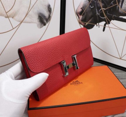 hm clutch constance 20.5 red calfskin silver hardware