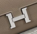 hm clutch constance 20.5 khaki calfskin silver hardware