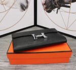 hm clutch constance 20.5 black calfskin silver hardware