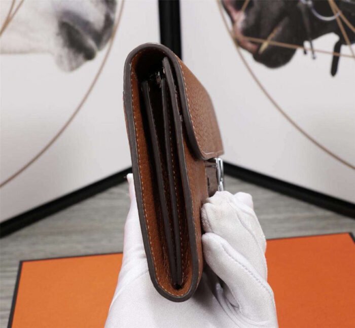 hm clutch constance 20.5 brown calfskin silver hardware