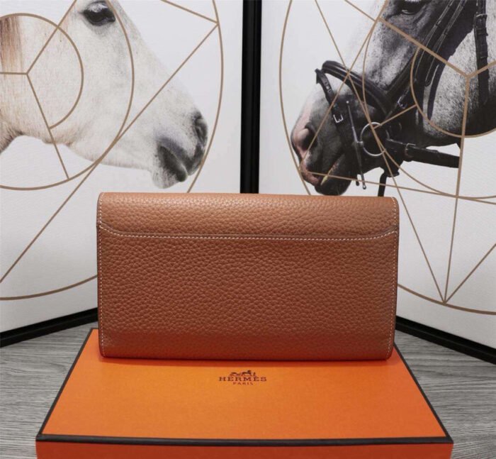 hm clutch constance 20.5 brown calfskin silver hardware