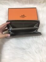 hm silk'in classic wallet 20 gray grained calfskin