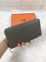 hm silk'in classic wallet 20 gray grained calfskin
