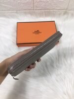 hm silk'in classic wallet 20 gray grained calfskin