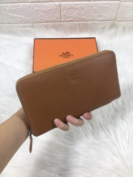 hm silk'in classic wallet 20 brown grained calfskin