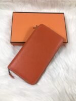 hm silk'in classic wallet 20 orange grained calfskin
