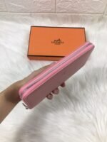 hm silk'in classic wallet 20 light pink grained calfskin