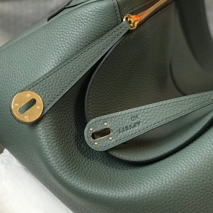 hm lindy 30 bag in dark green calfskin gold hardware