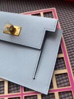 hm kelly pocket 13.5 light grey epsom ghw