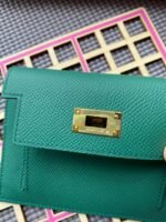 hm kelly pocket 13.5 dark green epsom ghw