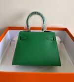 kelly mini 20 bag in emerald green calfskin with gold hardware