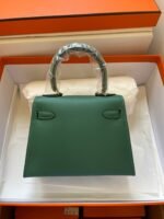 kelly mini 20 bag in dark green calfskin with gold hardware
