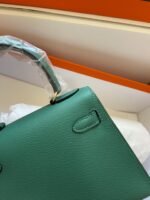 kelly mini 20 bag in dark green calfskin with gold hardware