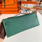 kelly cut 31 in green forest calfskin with silver hardware