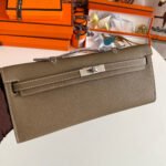 kelly cut 31 in mocha brown calfskin with silver hardware