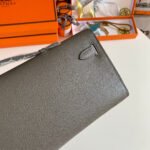 kelly cut 31 in wood brown calfskin with silver hardware