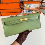 kelly cut 31 in apple green calfskin with gold hardware