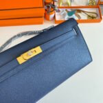 kelly cut 31 in classic blue calfskin with gold hardware