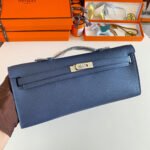kelly cut 31 in classic blue calfskin with silver hardware