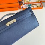 kelly cut 31 in classic blue calfskin with silver hardware