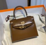 kelly mini 20 bag in chocolate brown smooth calfskin with gold hardware