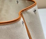 garden party 36cm in white toilets cotton canvas and brown calfskin