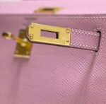 kelly mini 20 bag in baby pink calfskin with gold hardware