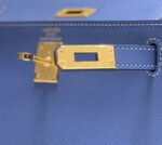kelly mini 20 bag in azure blue calfskin with gold hardware