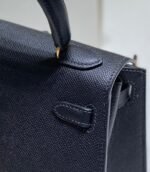 kelly mini 20 bag in black calfskin with gold hardware