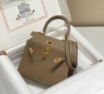 kelly mini 20 bag in medium brown calfskin with gold hardware