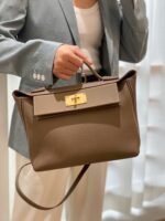 mini 24/24 29cm in togo etoupe evercolor calfskin gold kelly buckle