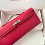 kelly cut 31 in cherry red calfskin with silver hardware