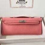 kelly cut 31 in salmon pink calfskin with silver hardware