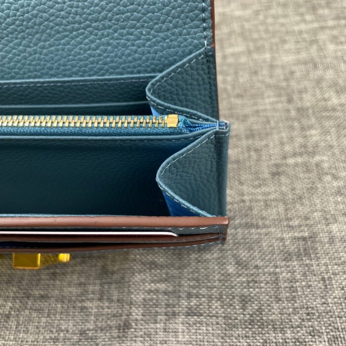 hm clutch constance 22 cerulean calfskin gold hardware