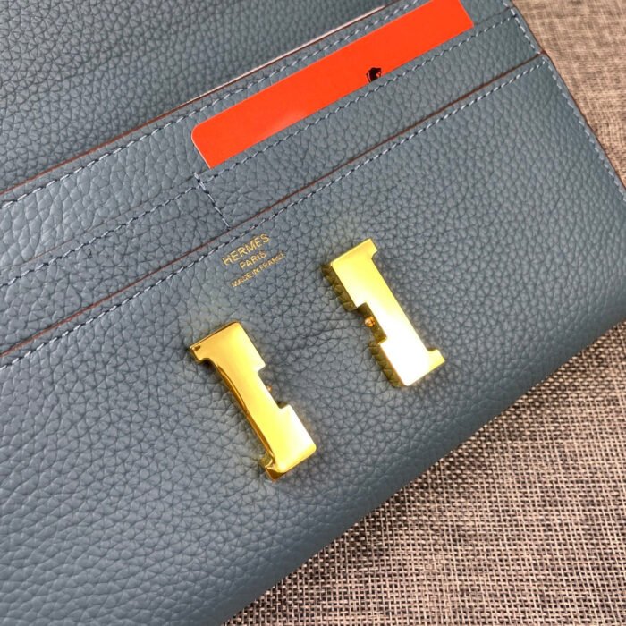 hm clutch constance 22 cerulean calfskin gold hardware