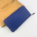 hm silk'in holed classic wallet 20 cobalt grained calfskin