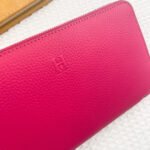 hm silk'in classic wallet 20 red pink grained calfskin