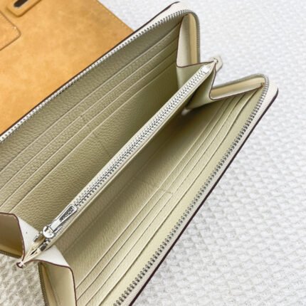 hm silk'in classic wallet 20 white grained calfskin