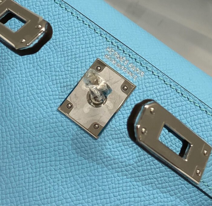 hm kelly mini 20 sky blue epsom silver hardware